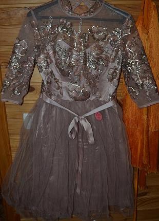 Роскошное богатое платье, вышивка, кружево, паетки, фатин, премиум бренд, люкс,