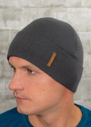 Модные мужские шапки - головные уборы серый mod 55