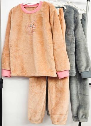Пижама теплая махровая подростковая для девочки