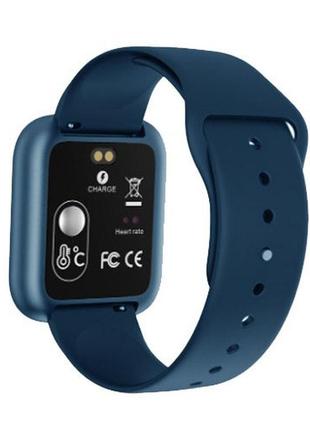 Smart watch t80s, два браслета, температура тела, давление, оксиметр. цвет: синий3 фото