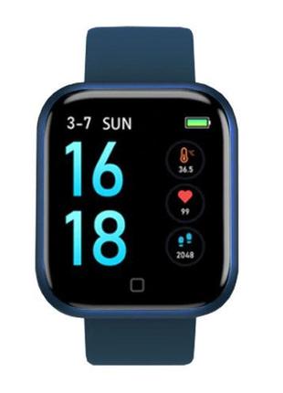 Smart watch t80s, два браслети, температура тіла, тиск, оксиметр. колір: синій4 фото