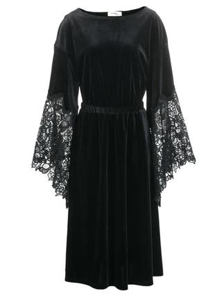 Осеннее бархатное платье с кружевными рукавами vero moda, размер м
