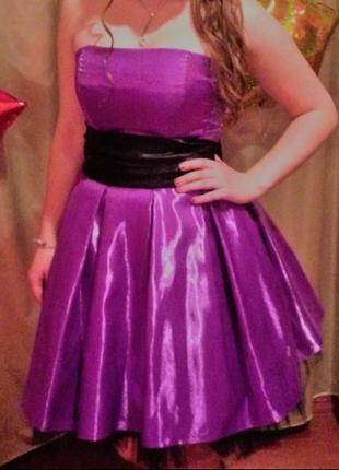 Платье выпускное нарядное фиолетовое выше колена2 фото