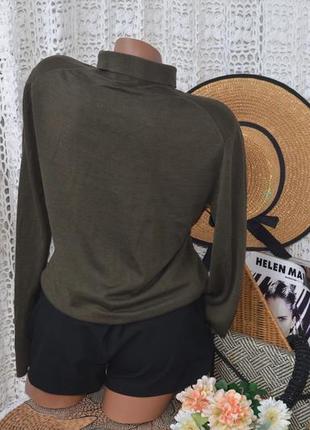 S фирменный натуральный свитер поло с длинным рукавом cos оливковое оригинал8 фото