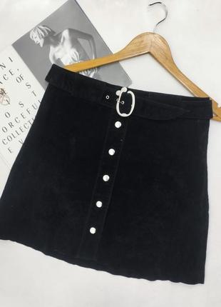Замшевая юбка мини черная с поясом на кнопках zara2 фото