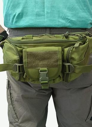 Сумка поясна тактична / чоловіча сумка на пояс / армейська сумка. колір: зелений3 фото