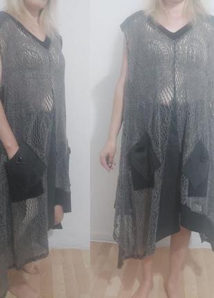 Кружевное платье с тканевыми вставками этно, бохо стиль  c'fait pour vous paris6 фото