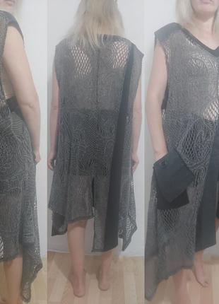Кружевное платье с тканевыми вставками этно, бохо стиль  c'fait pour vous paris8 фото