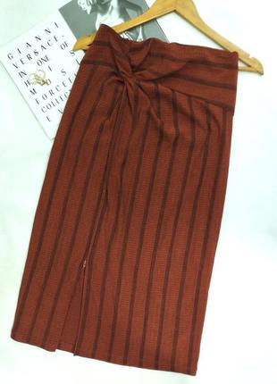 Меди юбка с разрезом в полоску коричневый молния h&amp;m5 фото