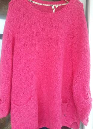 Плетений светр з кишенями фуксія white stuff l-xxxl