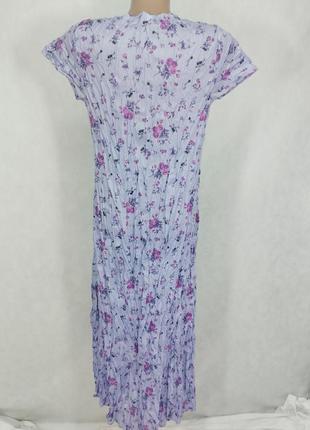 Лавандовое платье цветочный принт на пуговицах миди жатка5 фото