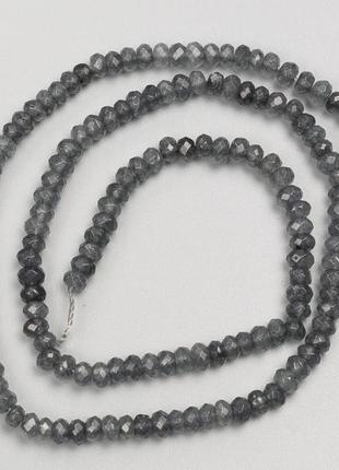 Намистины камень лабрадор (имит) граненый рондель на нитке d-4-2,5-3мм+-l-38см+-