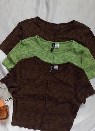 3 футболки коричневая и зеленая8 фото
