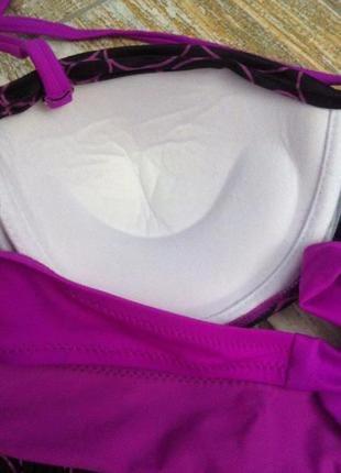 Стильный фиолетово черный купальник,купальный комплект лиф с чашками и пуш-ап и юбка m6 фото