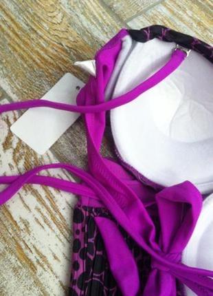 Стильный фиолетово черный купальник,купальный комплект лиф с чашками и пуш-ап и юбка m10 фото