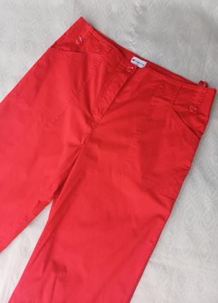 Брюки коттоновые, широкие брюки тонкие, клешни красные.6 фото