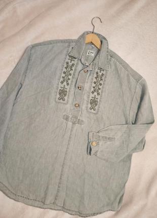 Красивая вышиванка варёнка 100% лён,l-xxl.