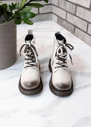 Осенние ботинки для девочек молочные белые от jong golf2 фото