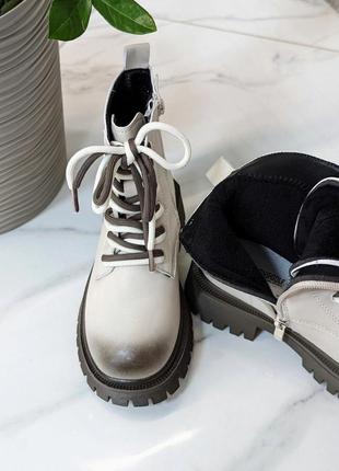 Осенние ботинки для девочек молочные белые от jong golf3 фото