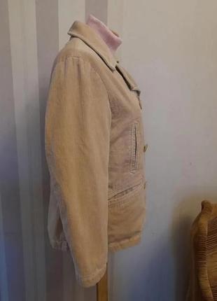 Куртка жакет на с бежева двубортна  вельветова4 фото