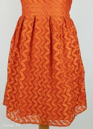 Ооочень крутое оранжевое платье из кружева "кроше" на подкладке7 фото