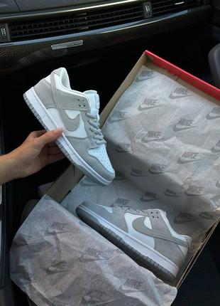 Кроссовки nike sb dunk low retro white grey suede