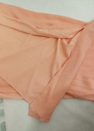 Персиковое платье макси в пол, как шелк вискоза пояс massimo dutti8 фото