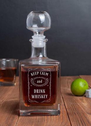 Графін "keep calm and drink whiskey", англійська, крафтова коробка r_4201 фото