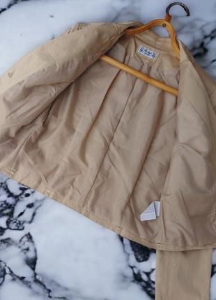 Пиджак женский, укороченный жакет, коттоновый бежевый3 фото