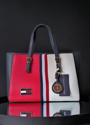 Tommy hilfiger large bag red/white1 фото