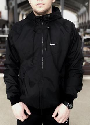 Куртка ветровка мужская повседневная водоневпроницаемая с капюшоном черная весна осень7 фото