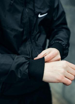 Куртка ветровка мужская повседневная водоневпроницаемая с капюшоном черная весна осень4 фото