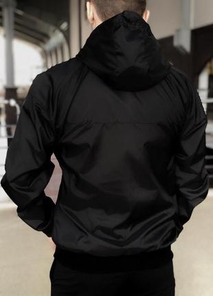 Куртка ветровка мужская повседневная водоневпроницаемая с капюшоном черная весна осень8 фото