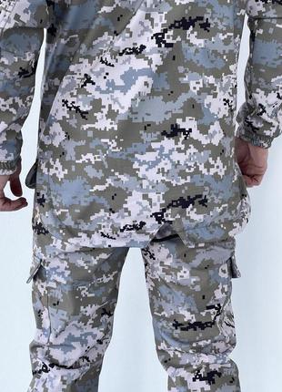 Куртка ветровка мужская на флисе удобная водоневпроницаемая с капюшоном светлый пиксель демисезонная7 фото