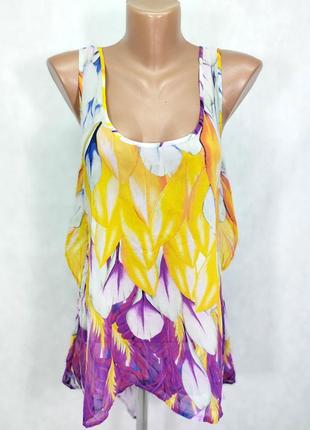 Шелковая майка с разрезом на спине желтый фиолетовый warehouse3 фото