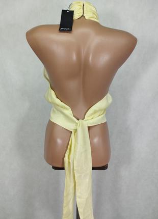 Сатиновый топ блузка на завязках желтый nasty gal4 фото