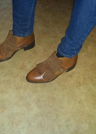 Натуральные кожаные ботинки, сапоги с пряжкой inuovo zara mango6 фото