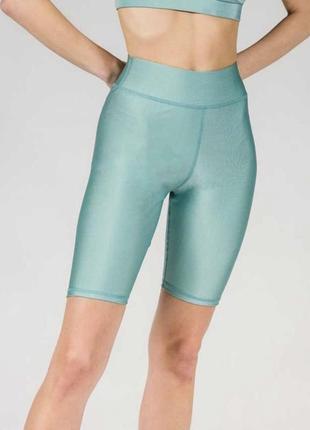 Стильные голубые прогулочные спортивные лосины велосипедки для тренировок s уценка, есть нюанс.
