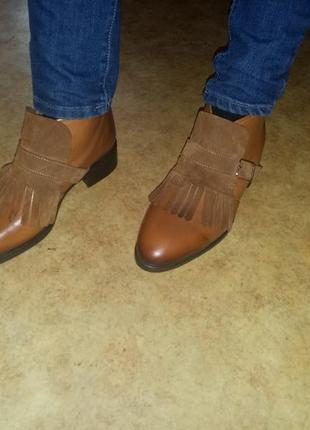Натуральные кожаные ботинки, сапоги с пряжкой inuovo zara mango7 фото
