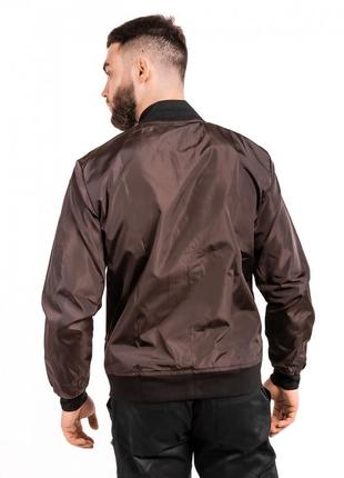 Куртка бомбер ветровка мужская на каждый день коричневая демисезонная / легкая мужская куртка без капюшона8 фото