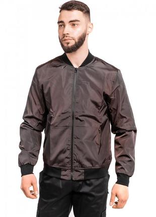 Куртка бомбер ветровка мужская на каждый день коричневая демисезонная / легкая мужская куртка без капюшона6 фото