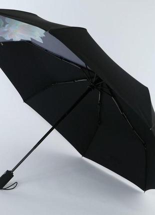 Чорна автоматична жіноча парасолька лотос nex арт. 33941-42 фото