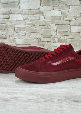 Кеды женские, мужские vans old skool, бордовые (ванс олд скул, венс, венсы, кроссовки)1 фото