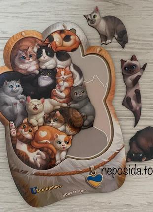 Деревянная игрушка головоломка кошки пазл