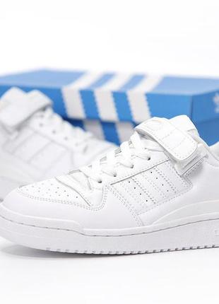 Жіночі кросівки adidas forum triple white ( повністю білі шкіряні кросівки адидас форум класичні)