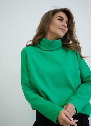 Жіночий светр базовий однотонний зелений modna kazka mktrg0551-13