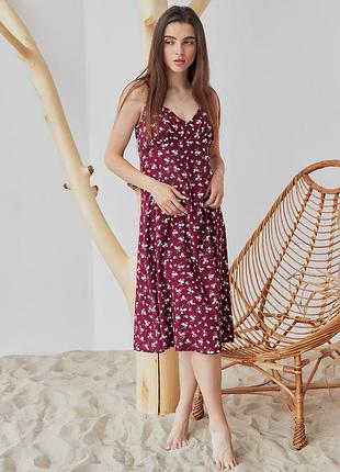 Летний сарафан миди бордовый ⁇ 70837