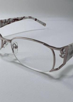 Корректирующие очки для зрения женские в красивой металлической оправе с широкими пластиковыми дужками +1.5