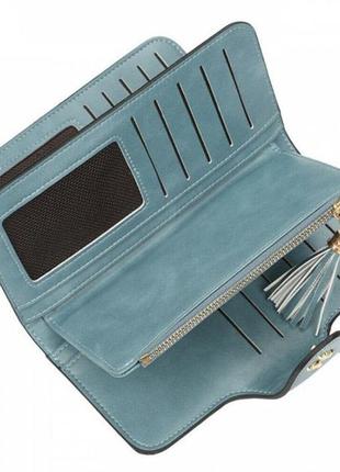 Клатч портмоне кошелек baellerry n2341, маленький женский кошелек, компактный кошелек. цвет: темно-синий5 фото