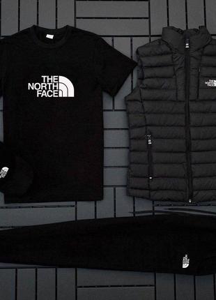 Кепка бейсболка чоловіча  (п) комплект с жилеткой the north face (футболка+штаны+кепка+жилетка)